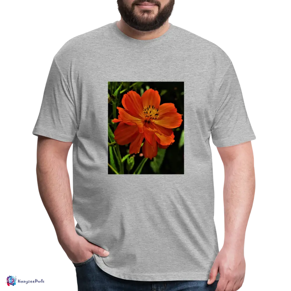 Giverny Sulfur Cosmos Fitted Cotton/Poly T-Shirt by Next Level - heather gray