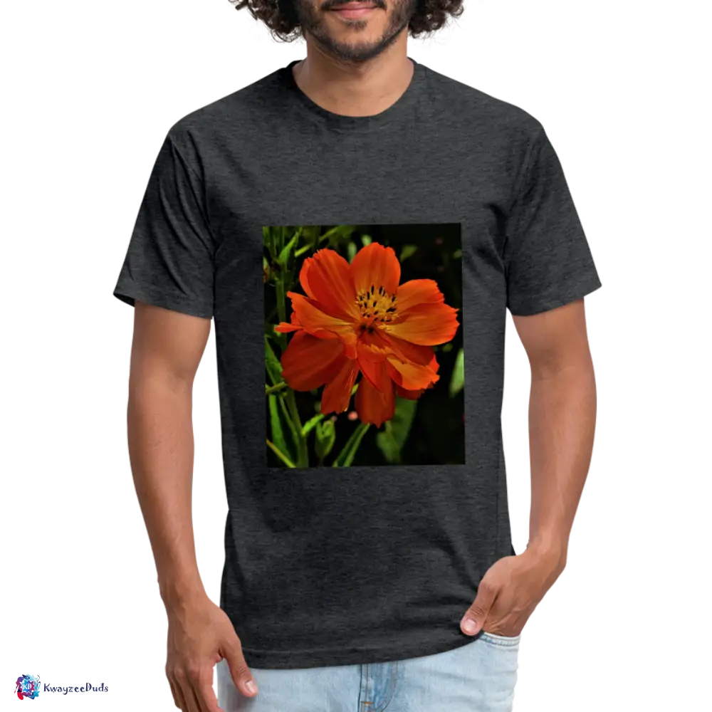 Giverny Sulfur Cosmos Fitted Cotton/Poly T-Shirt by Next Level - heather black