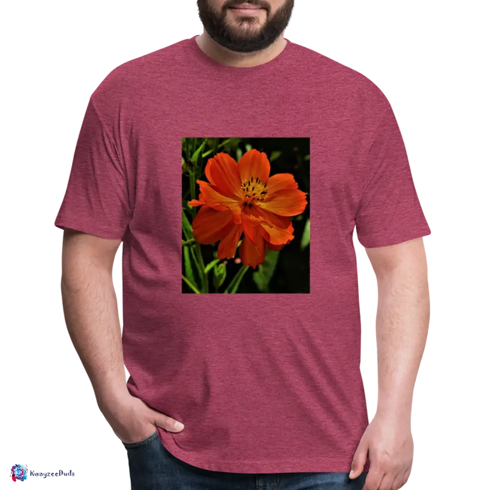 Giverny Sulfur Cosmos Fitted Cotton/Poly T-Shirt by Next Level - heather burgundy