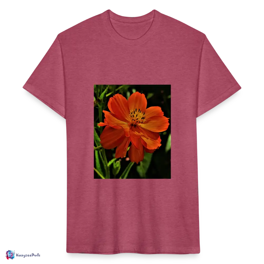 Giverny Sulfur Cosmos Fitted Cotton/Poly T-Shirt by Next Level - heather burgundy