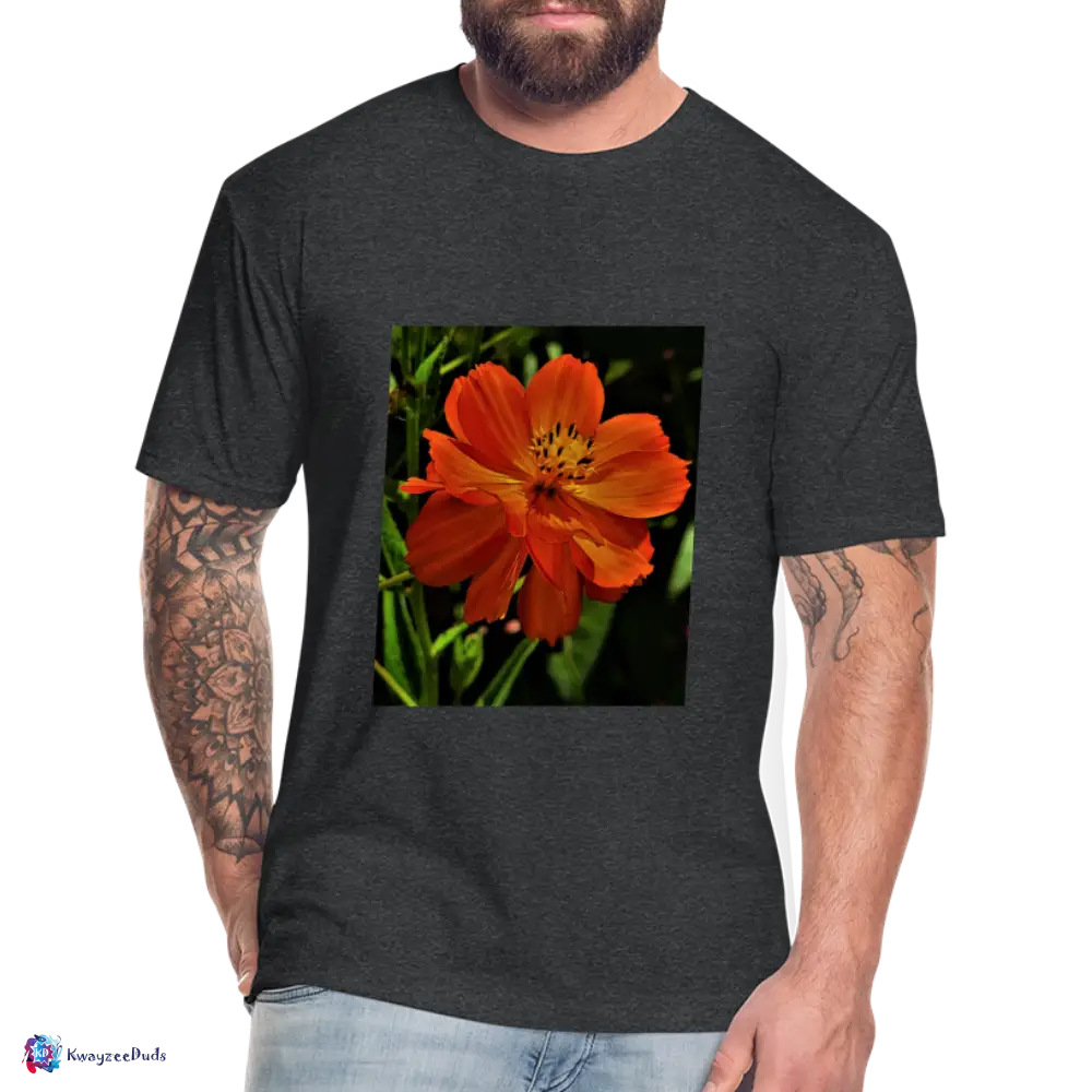 Giverny Sulfur Cosmos Fitted Cotton/Poly T-Shirt by Next Level - heather black