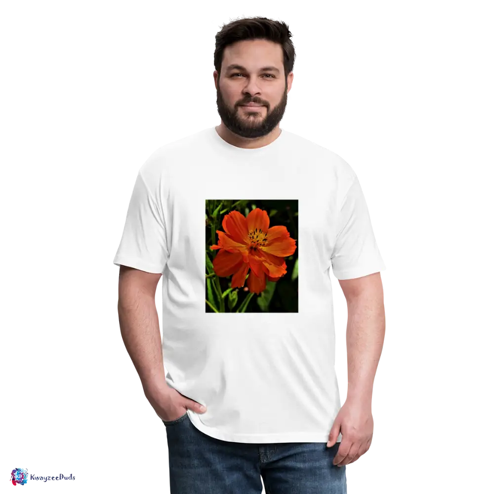 Giverny Sulfur Cosmos Fitted Cotton/Poly T-Shirt by Next Level - white