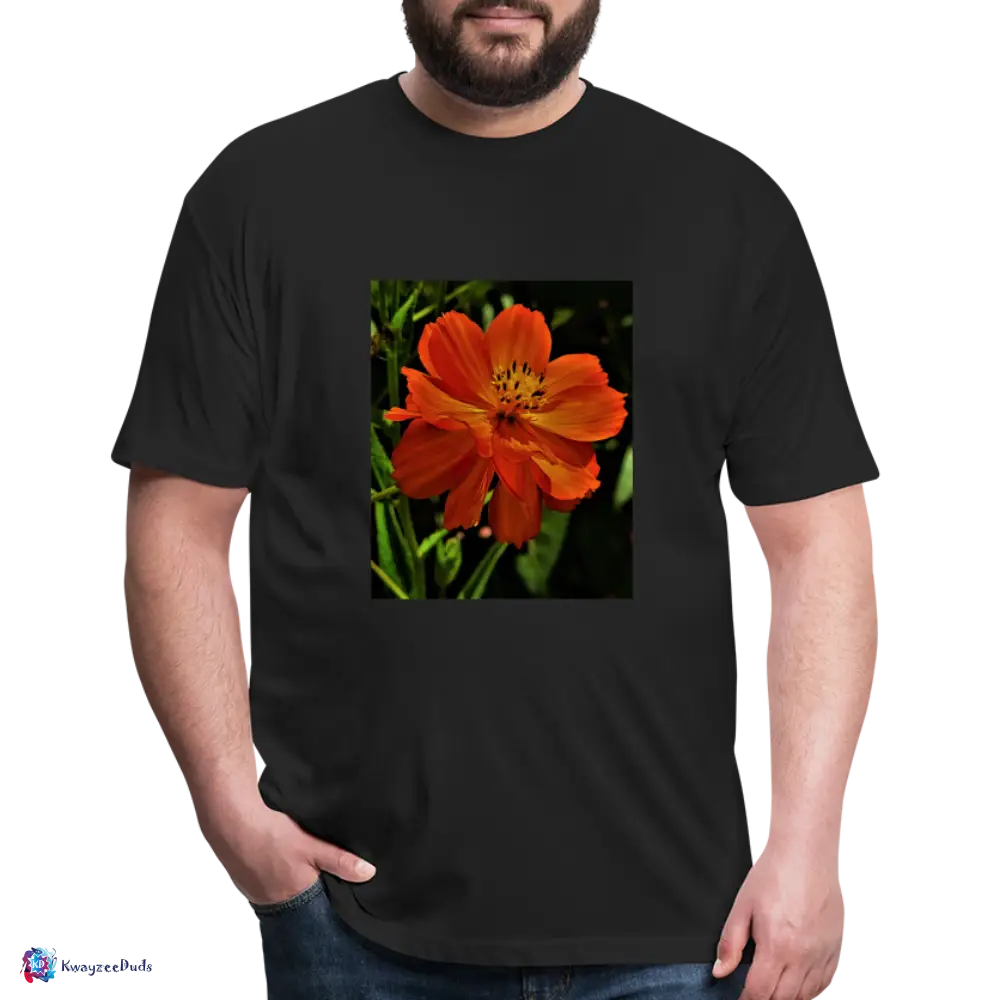 Giverny Sulfur Cosmos Fitted Cotton/Poly T-Shirt by Next Level - black