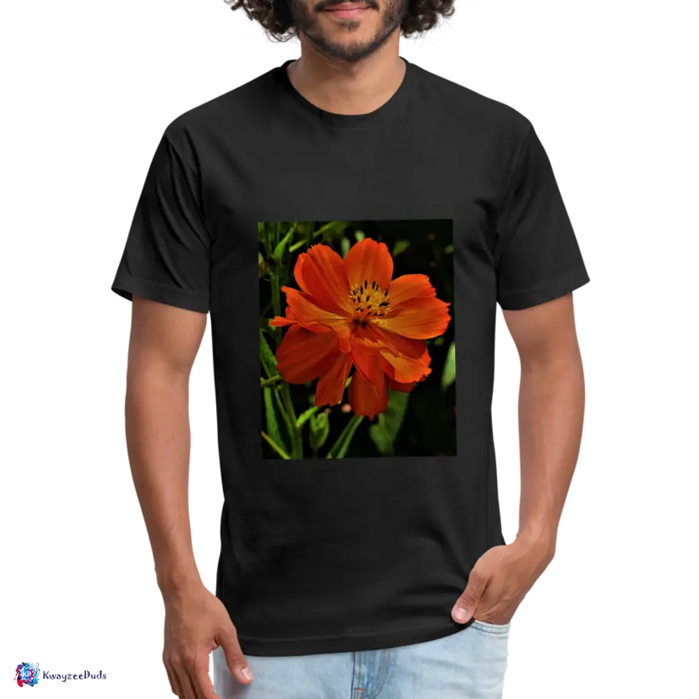Giverny Sulfur Cosmos Fitted Cotton/Poly T-Shirt by Next Level - black