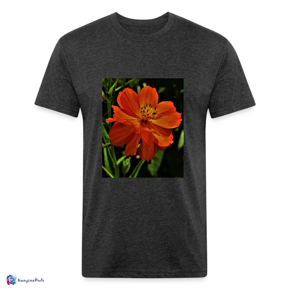 Giverny Sulfur Cosmos Fitted Cotton/Poly T-Shirt by Next Level - heather black
