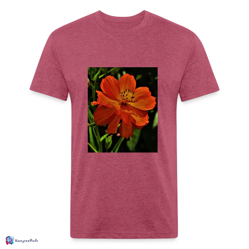 Giverny Sulfur Cosmos Fitted Cotton/Poly T-Shirt by Next Level - heather burgundy