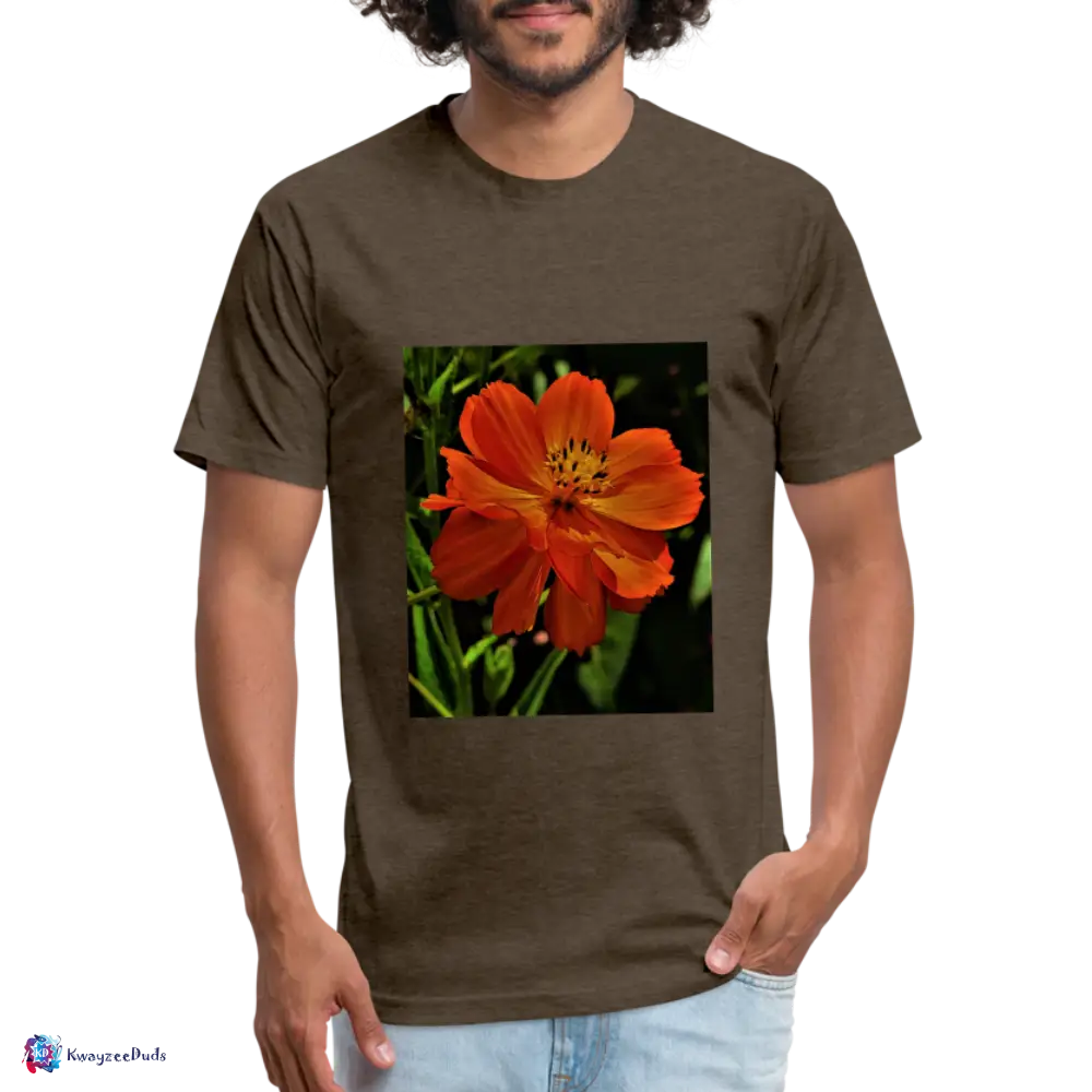 Giverny Sulfur Cosmos Fitted Cotton/Poly T-Shirt by Next Level - heather espresso