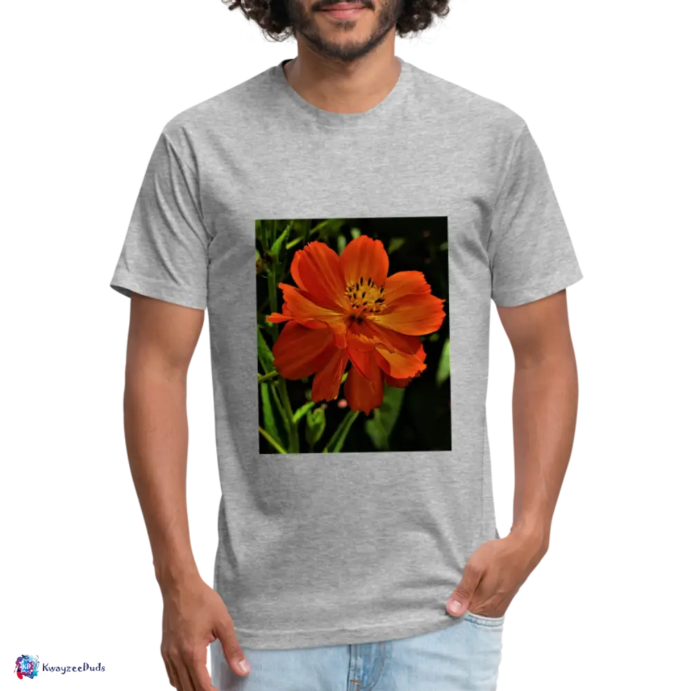 Giverny Sulfur Cosmos Fitted Cotton/Poly T-Shirt by Next Level - heather gray