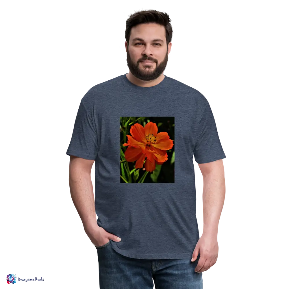 Giverny Sulfur Cosmos Fitted Cotton/Poly T-Shirt by Next Level - heather navy