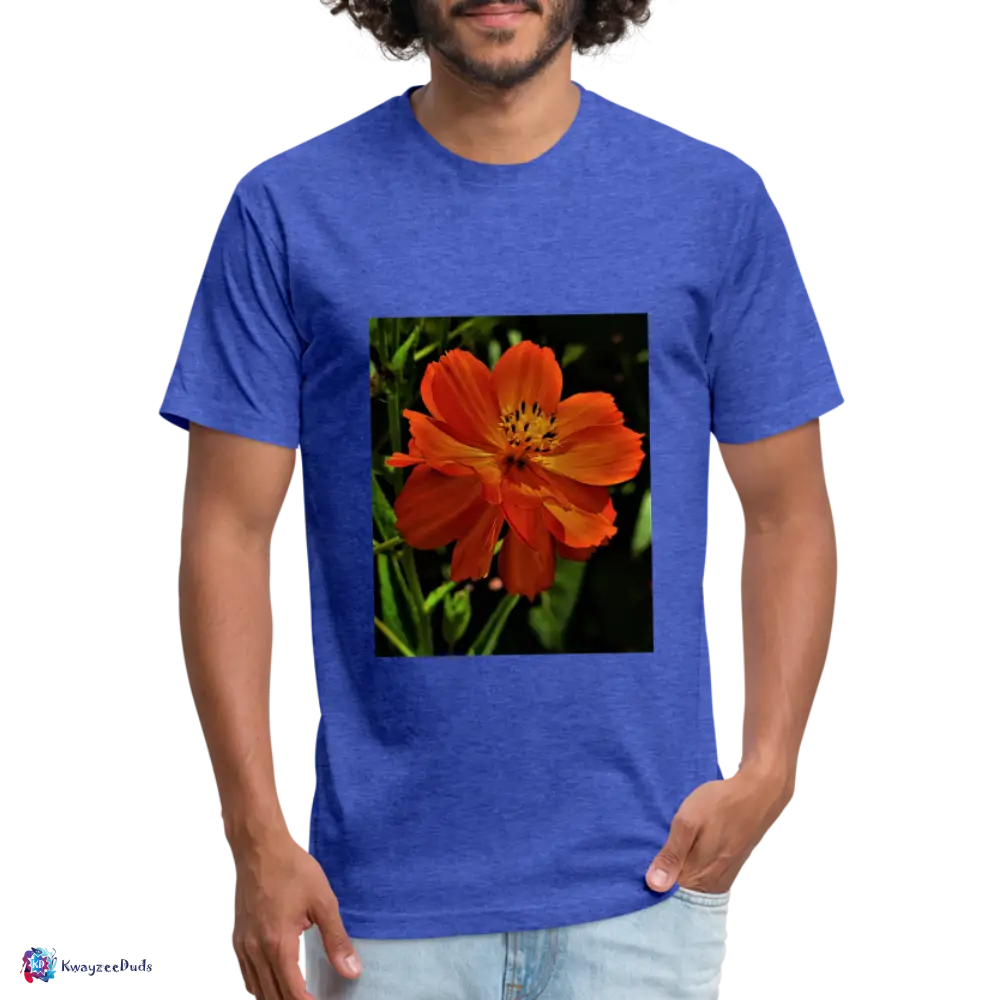 Giverny Sulfur Cosmos Fitted Cotton/Poly T-Shirt by Next Level - heather royal