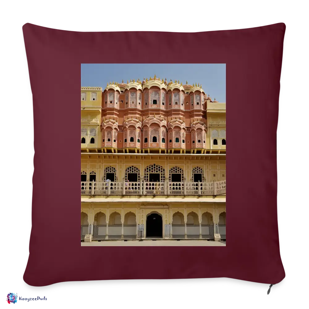 Hawa Mahal Throw Pillow Cover 18” x 18” - burgundy