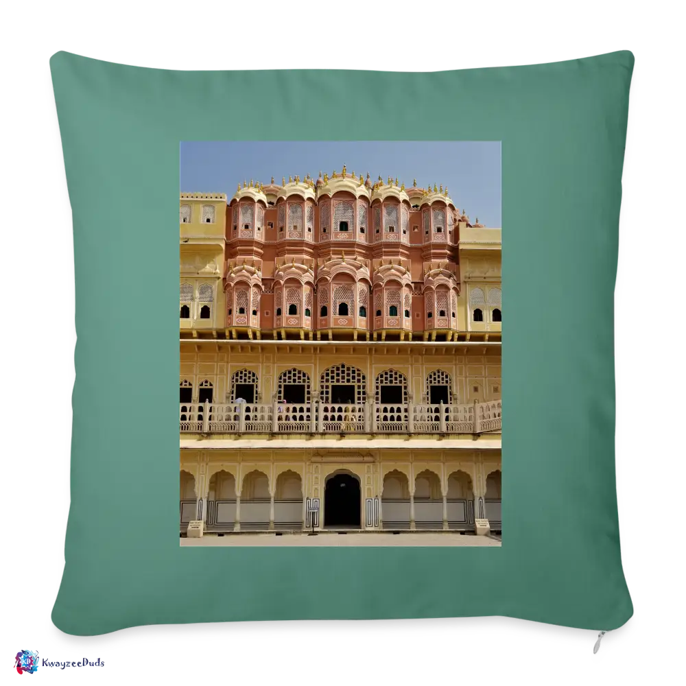 Hawa Mahal Throw Pillow Cover 18” x 18” - cypress green