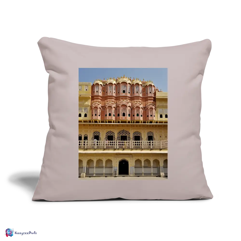 Hawa Mahal Throw Pillow Cover 18” x 18” - light taupe