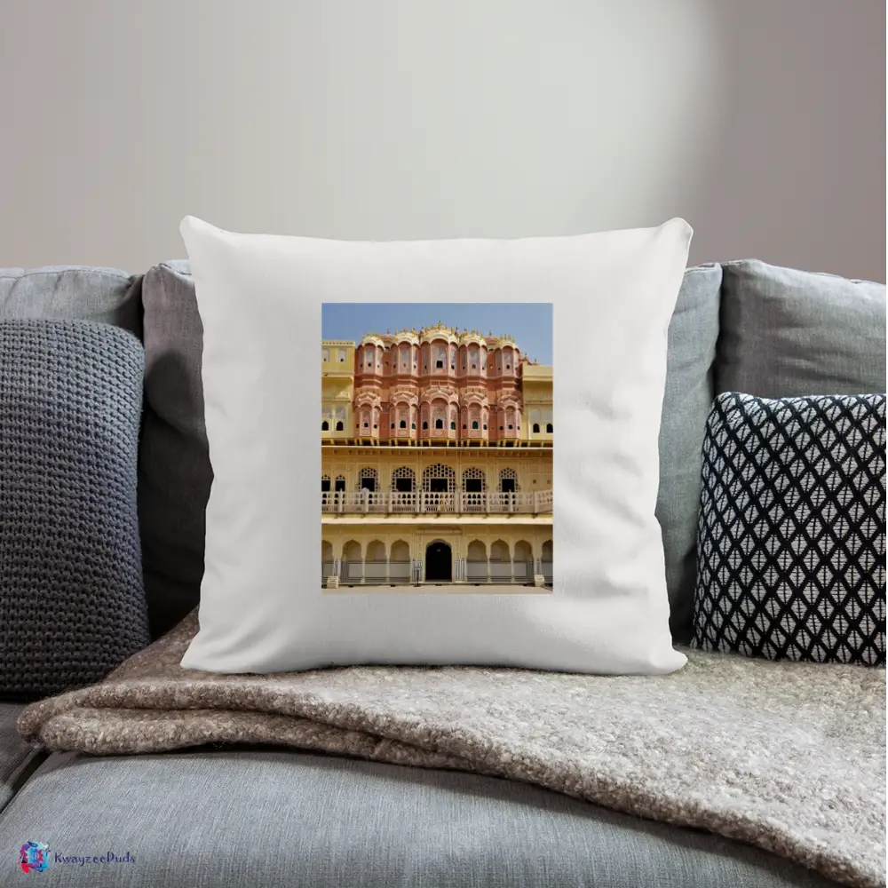 Hawa Mahal Throw Pillow Cover 18” x 18” - natural white
