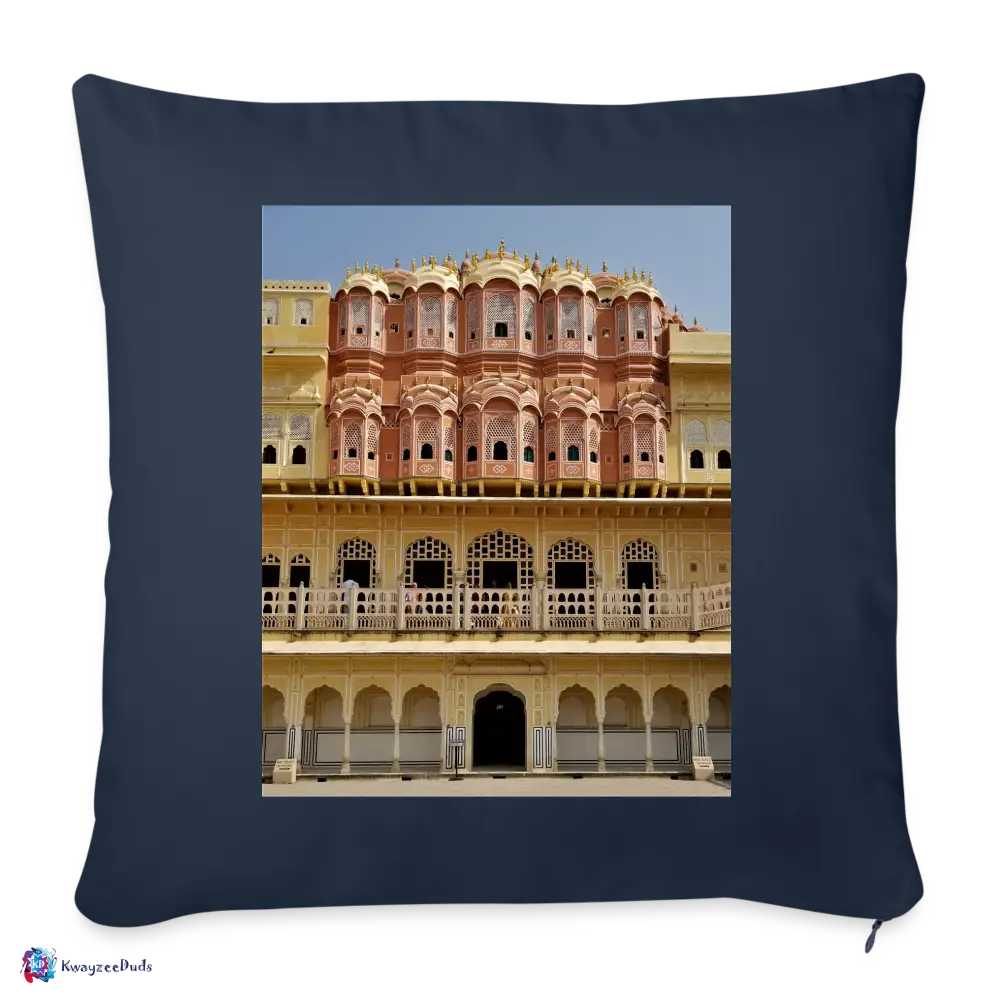 Hawa Mahal Throw Pillow Cover 18” x 18” - navy