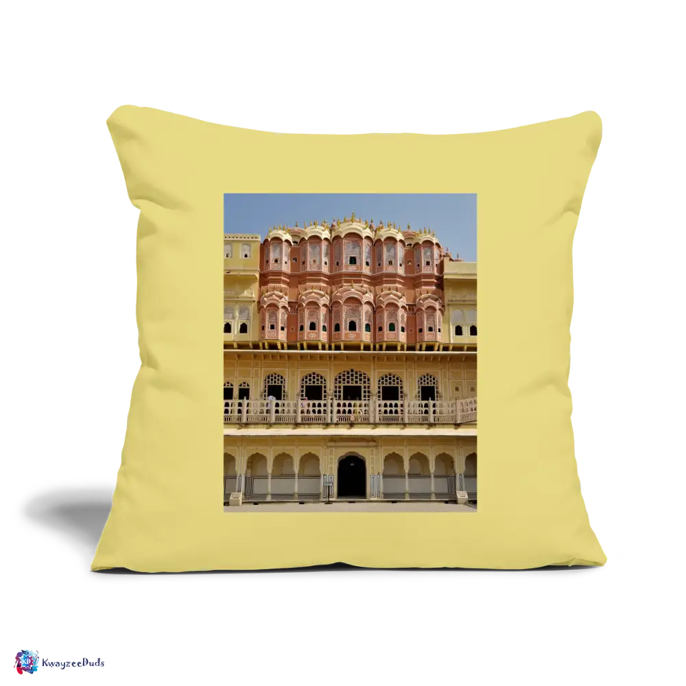 Hawa Mahal Throw Pillow Cover 18” x 18” - washed yellow