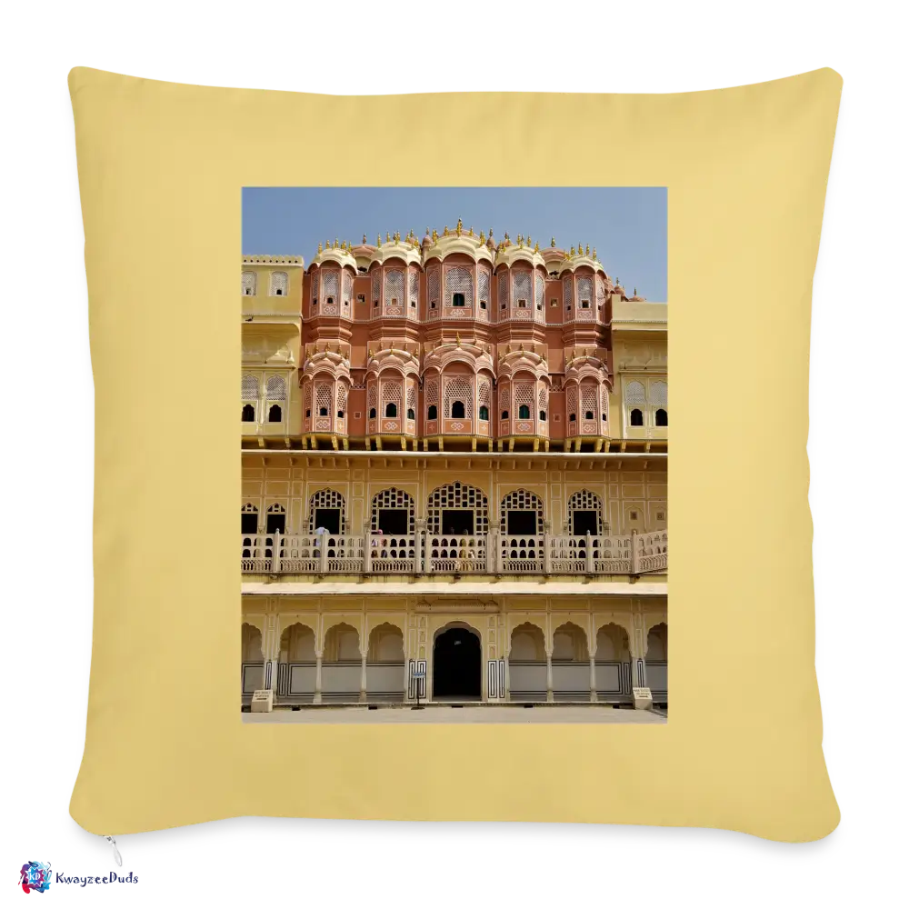 Hawa Mahal Throw Pillow Cover 18” x 18” - washed yellow