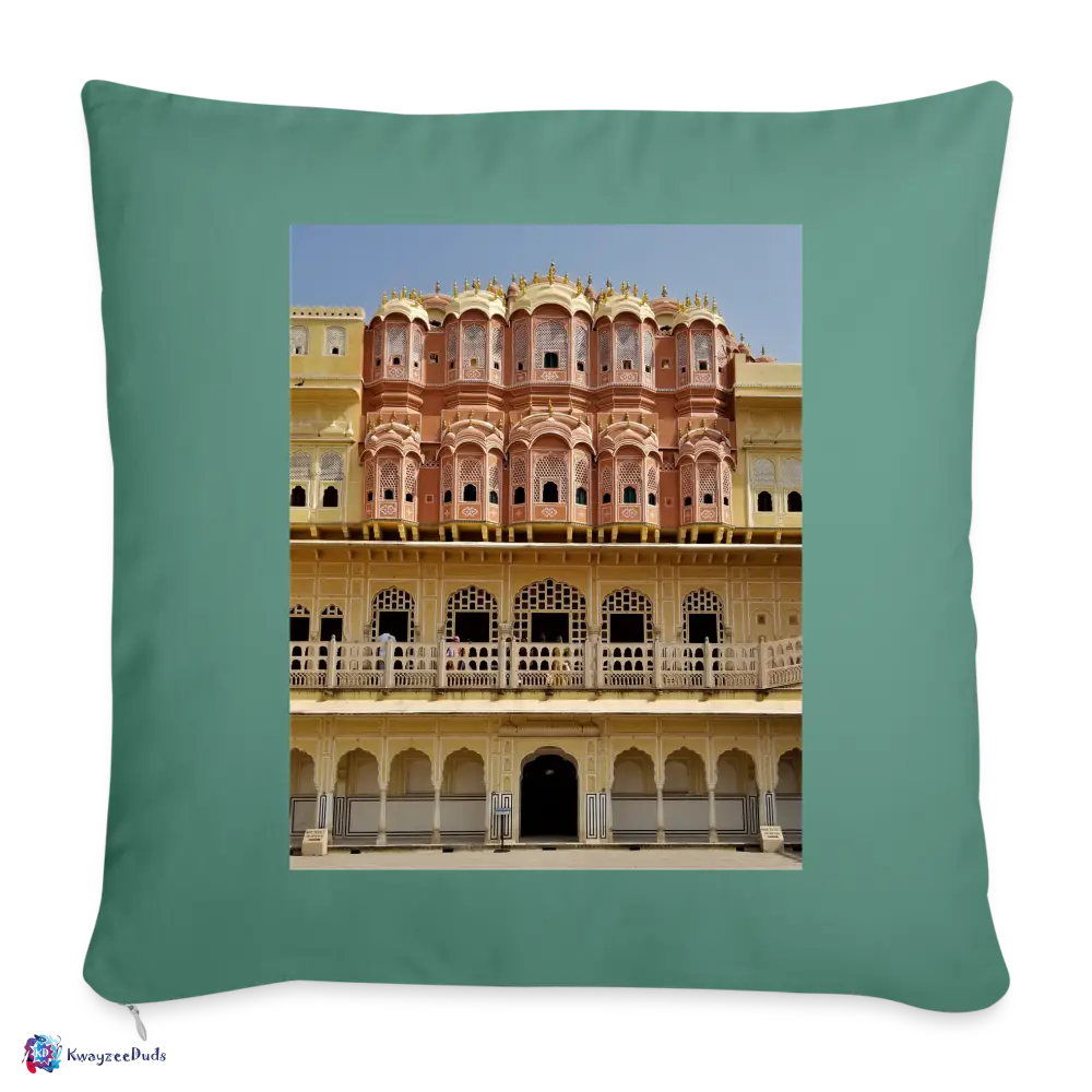 Hawa Mahal Throw Pillow Cover 18” x 18” - cypress green