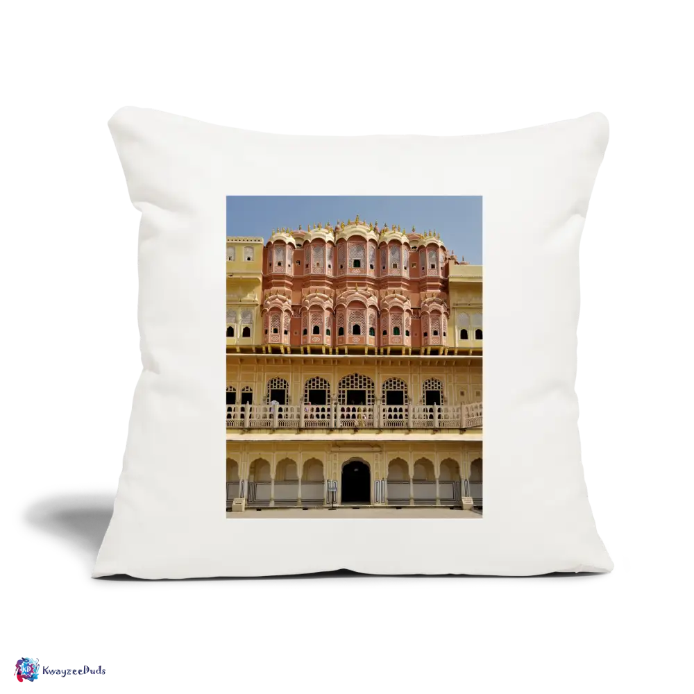 Hawa Mahal Throw Pillow Cover 18” x 18” - natural white