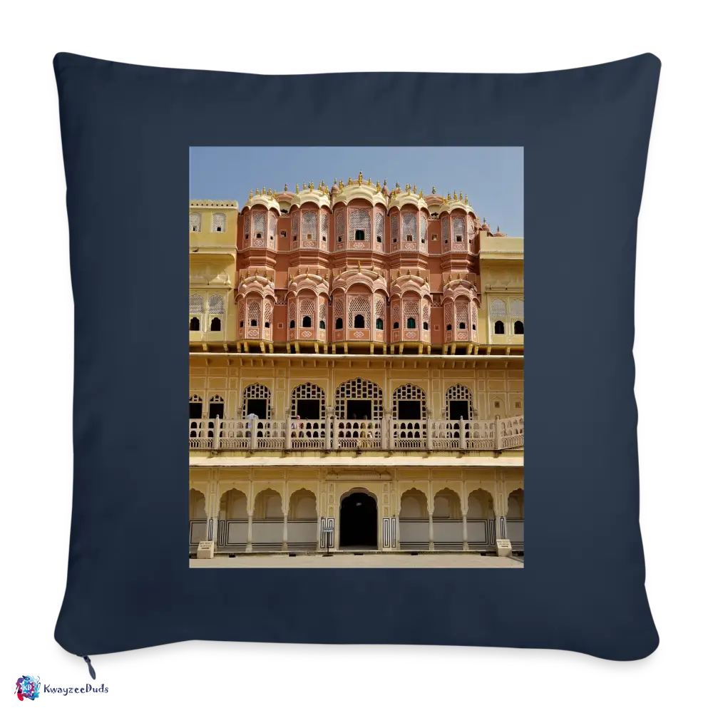 Hawa Mahal Throw Pillow Cover 18” x 18” - navy