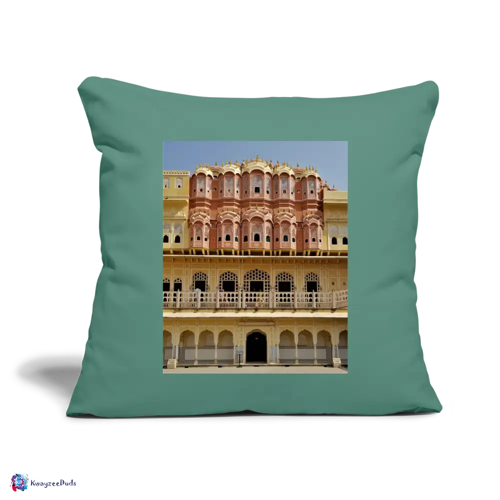 Hawa Mahal Throw Pillow Cover 18” x 18” - cypress green