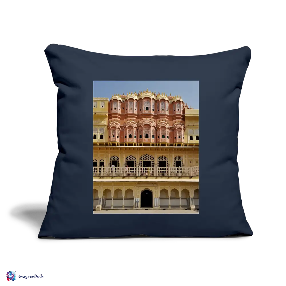 Hawa Mahal Throw Pillow Cover 18” x 18” - navy