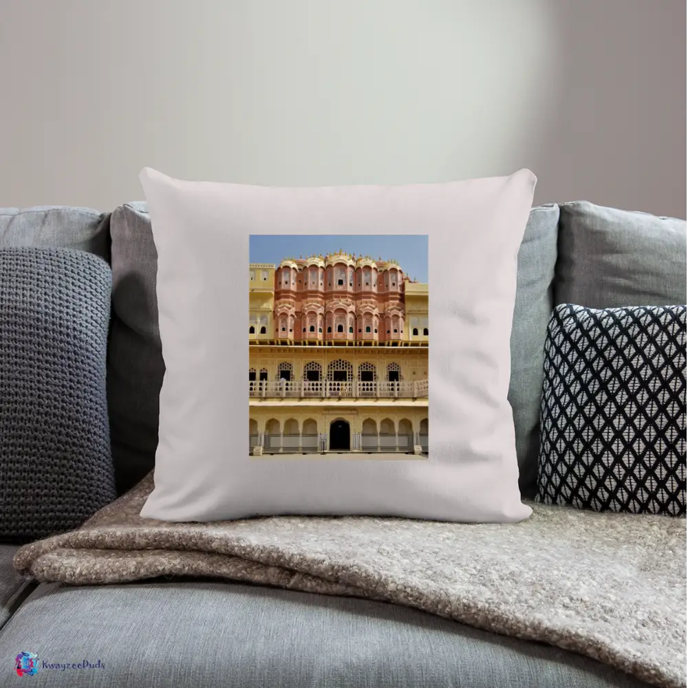 Hawa Mahal Throw Pillow Cover 18” x 18” - light taupe