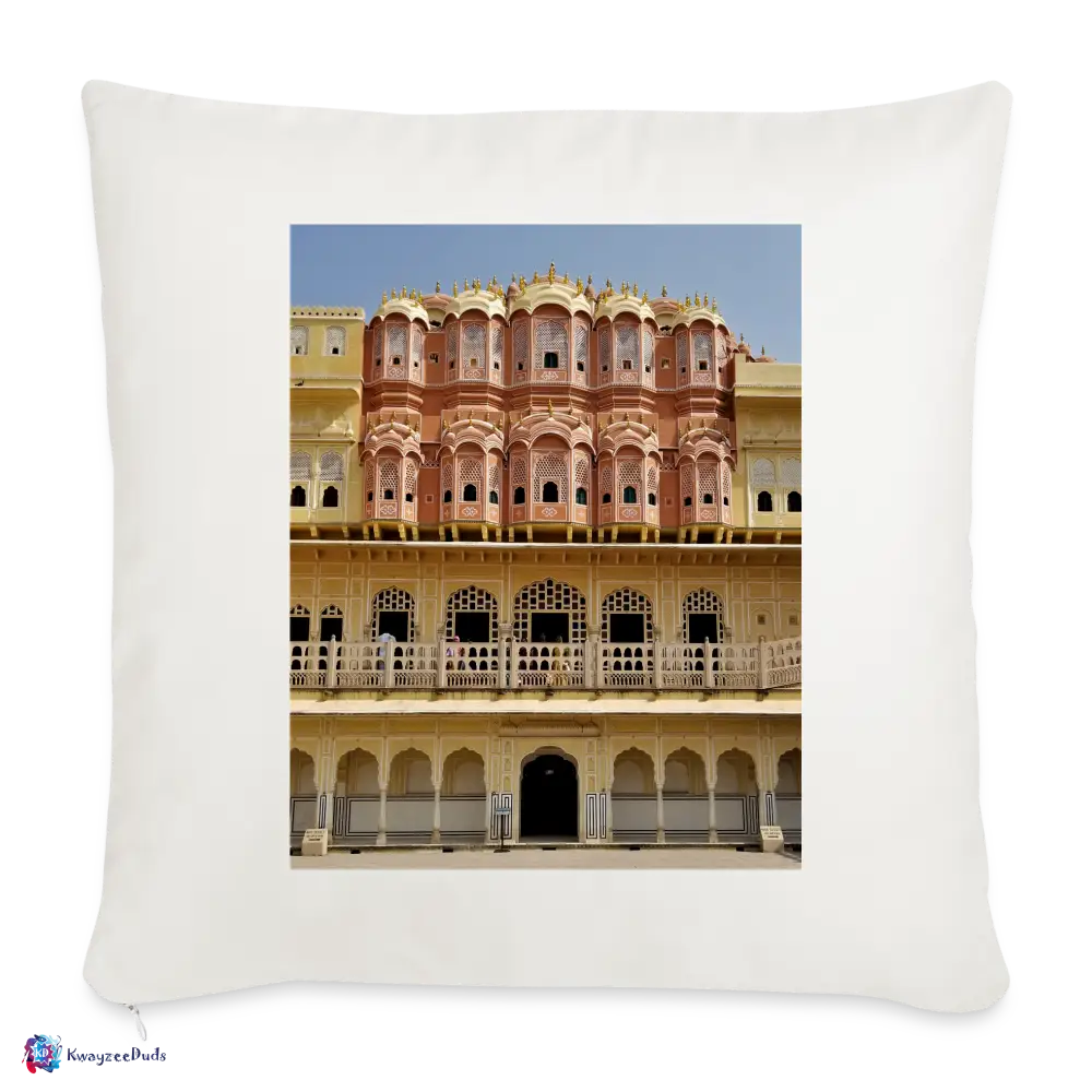 Hawa Mahal Throw Pillow Cover 18” x 18” - natural white