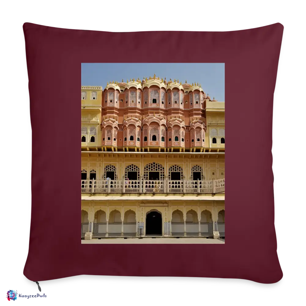 Hawa Mahal Throw Pillow Cover 18” x 18” - burgundy
