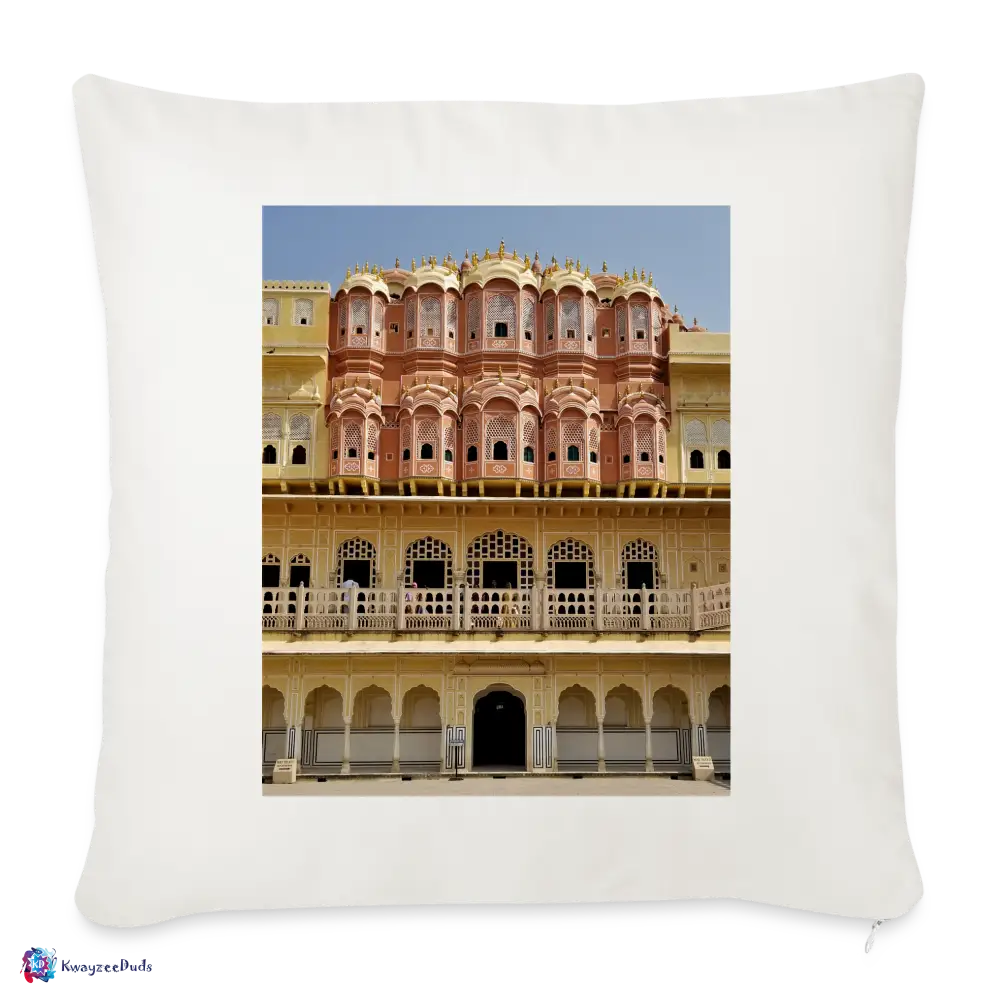 Hawa Mahal Throw Pillow Cover 18” x 18” - natural white