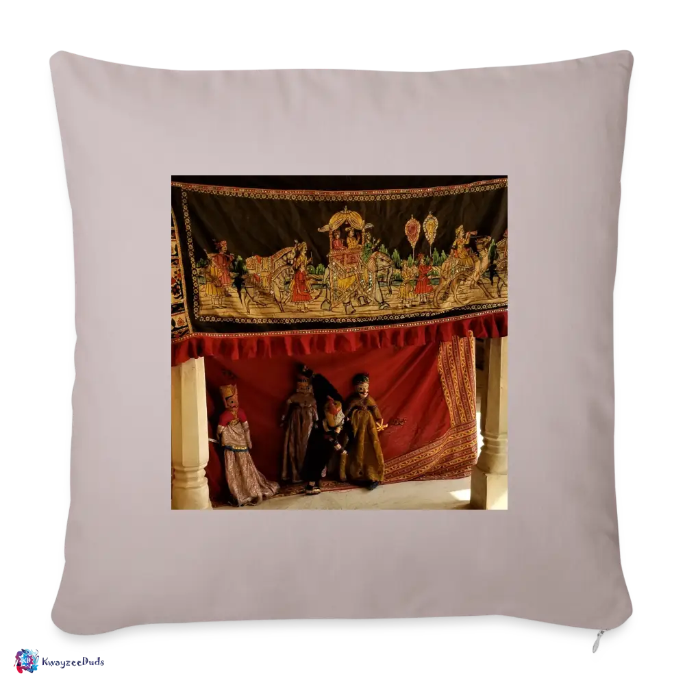 Jaipur Puppets Throw Pillow Cover 18” x 18” - light taupe