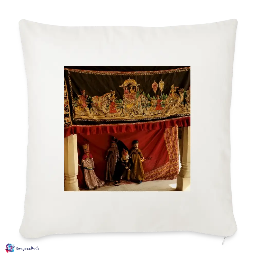 Jaipur Puppets Throw Pillow Cover 18” x 18” - natural white