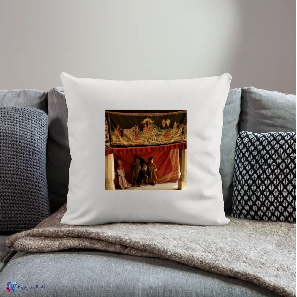 Jaipur Puppets Throw Pillow Cover 18” x 18” - natural white