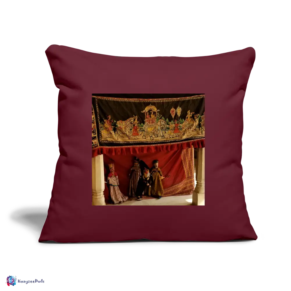 Jaipur Puppets Throw Pillow Cover 18” x 18” - burgundy