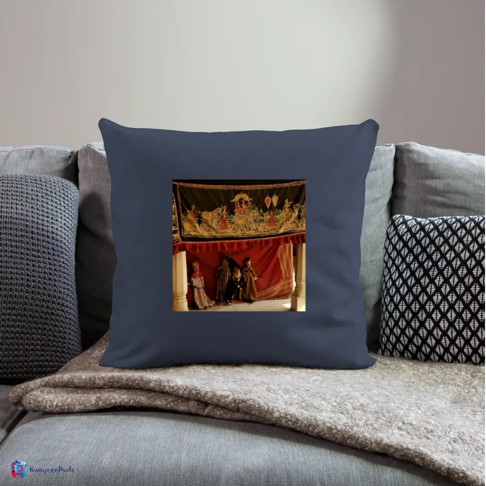 Jaipur Puppets Throw Pillow Cover 18” x 18” - navy