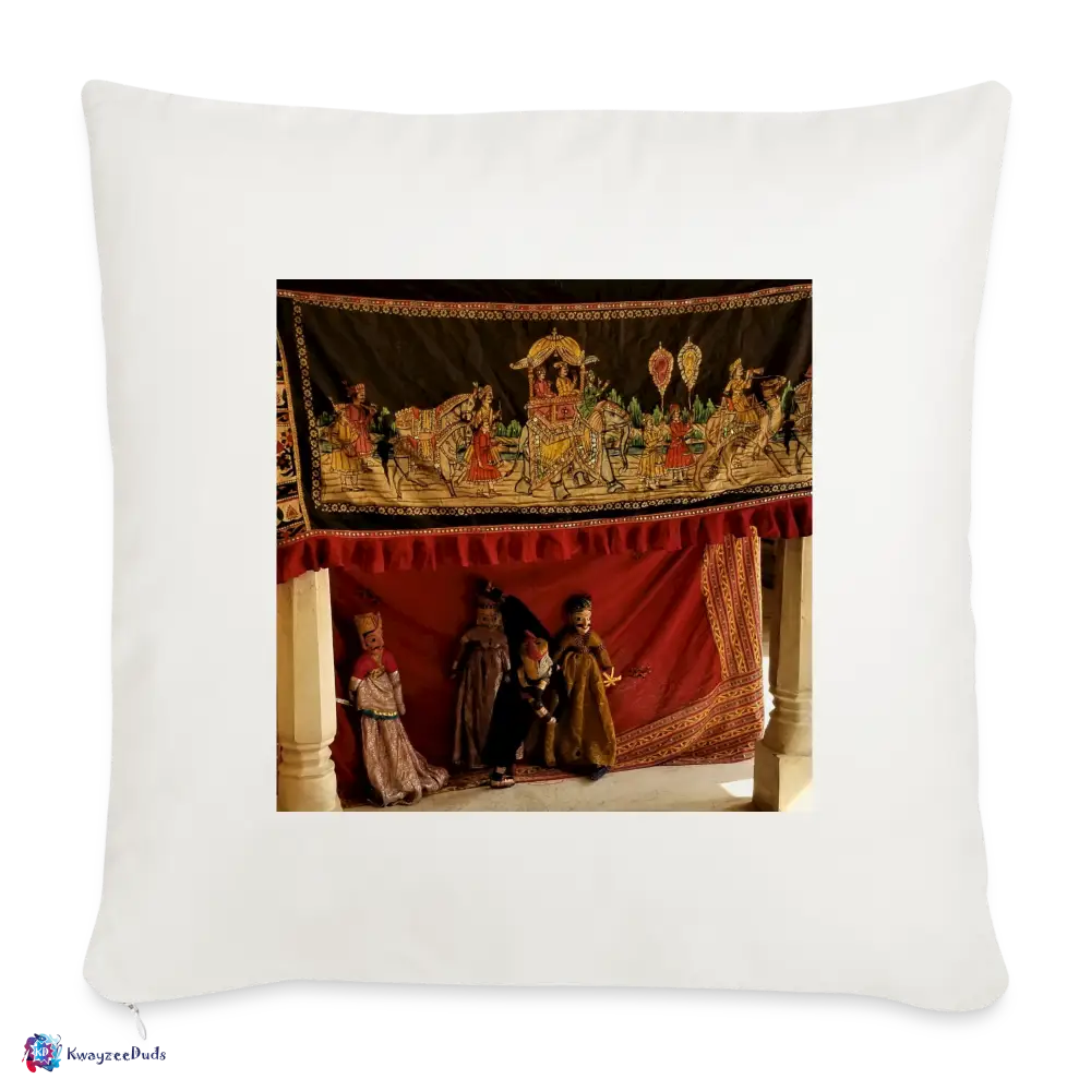 Jaipur Puppets Throw Pillow Cover 18” x 18” - natural white
