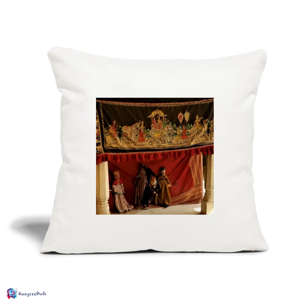 Jaipur Puppets Throw Pillow Cover 18” x 18” - natural white