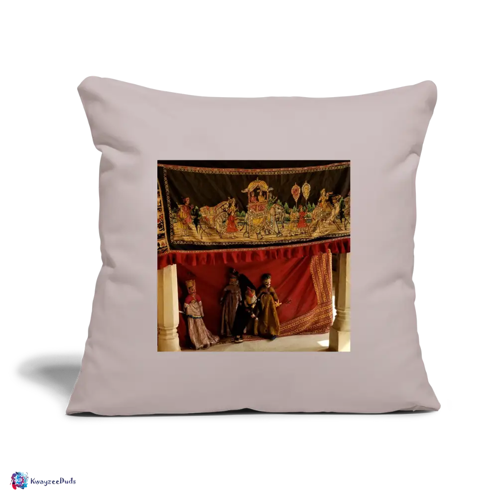 Jaipur Puppets Throw Pillow Cover 18” x 18” - light taupe