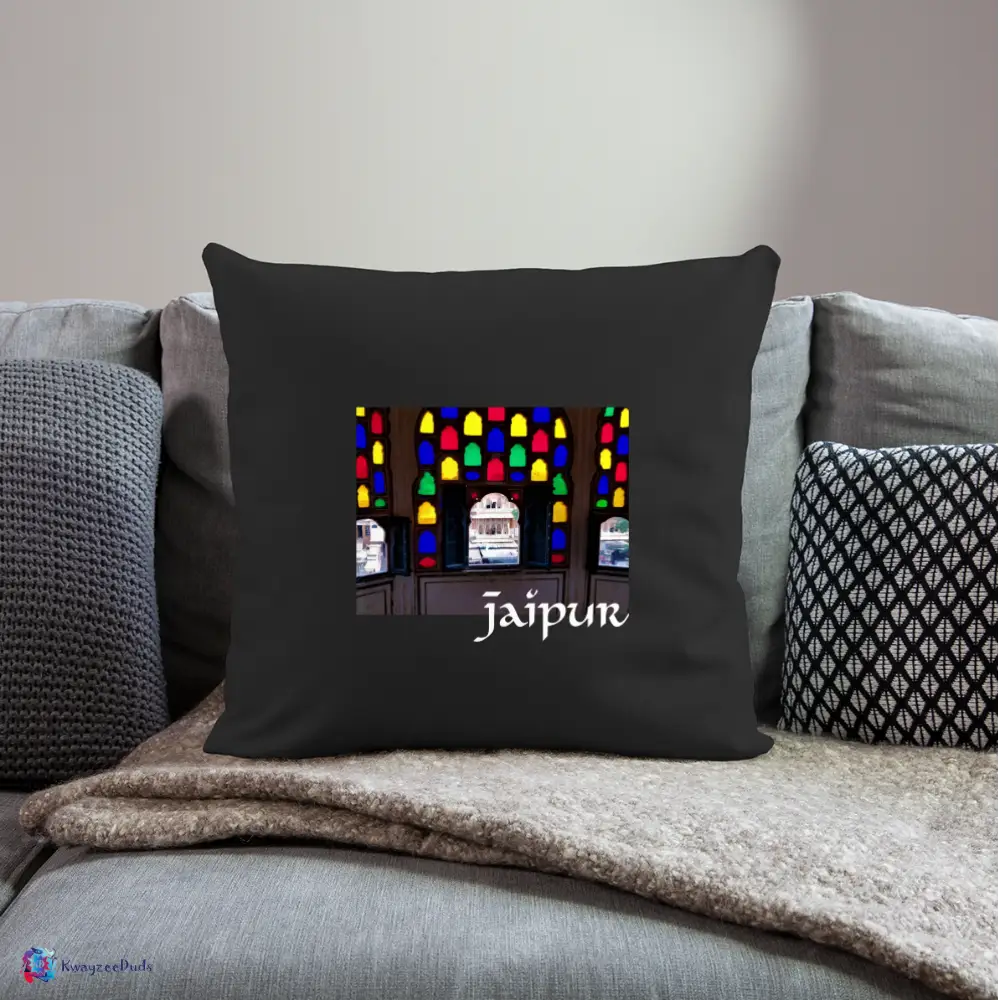 Jaipur Throw Pillow Cover 18” x 18” - black