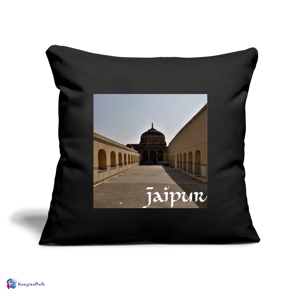 Jaipur Throw Pillow Cover 18” x 18” - black