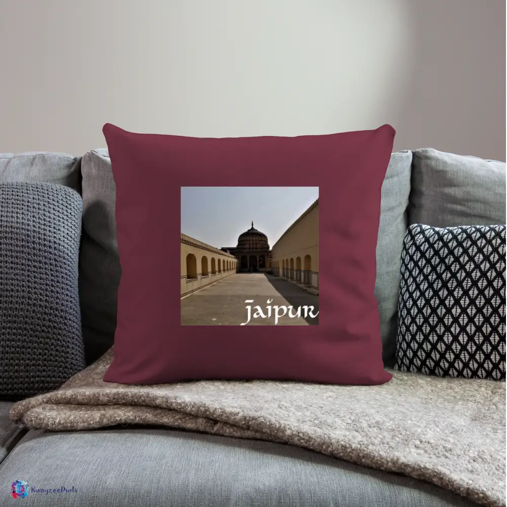 Jaipur Throw Pillow Cover 18” x 18” - burgundy