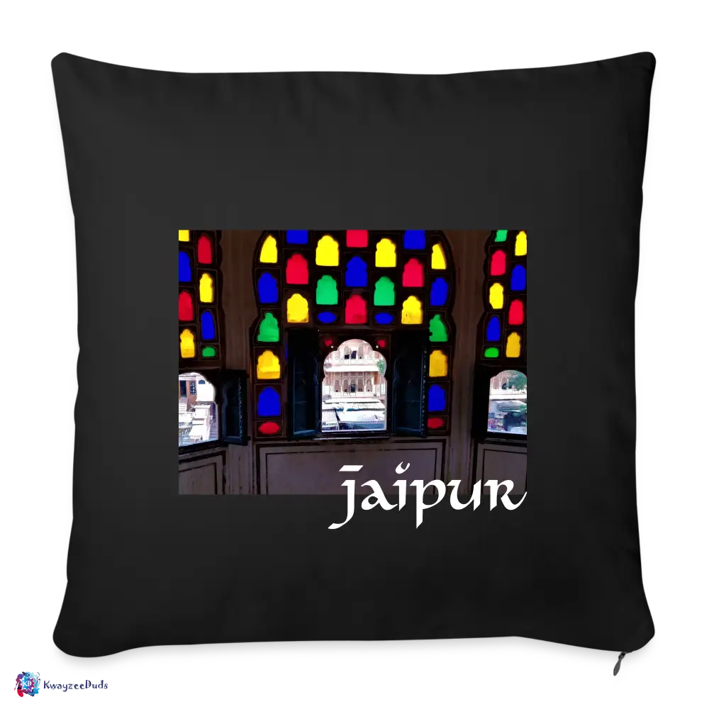 Jaipur Throw Pillow Cover 18” x 18” - black