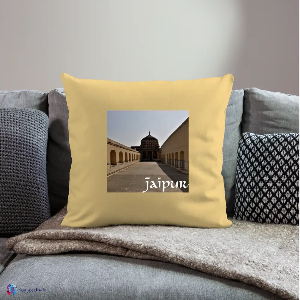Jaipur Throw Pillow Cover 18” x 18” - washed yellow