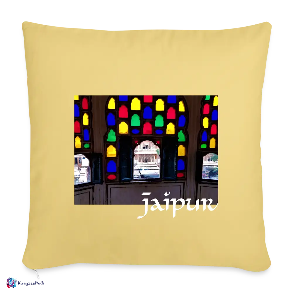Jaipur Throw Pillow Cover 18” x 18” - washed yellow