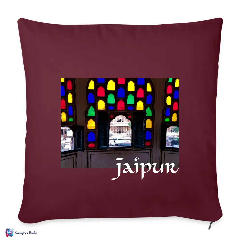 Jaipur Throw Pillow Cover 18” x 18” - burgundy