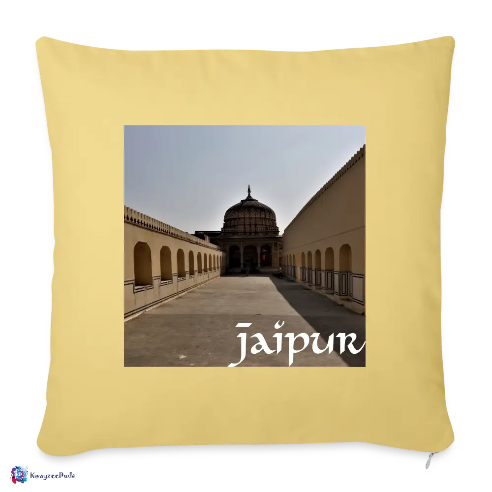 Jaipur Throw Pillow Cover 18” x 18” - washed yellow
