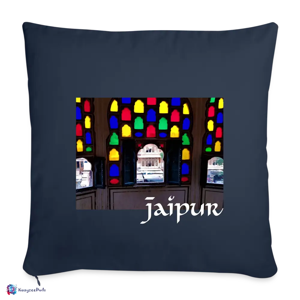 Jaipur Throw Pillow Cover 18” x 18” - navy