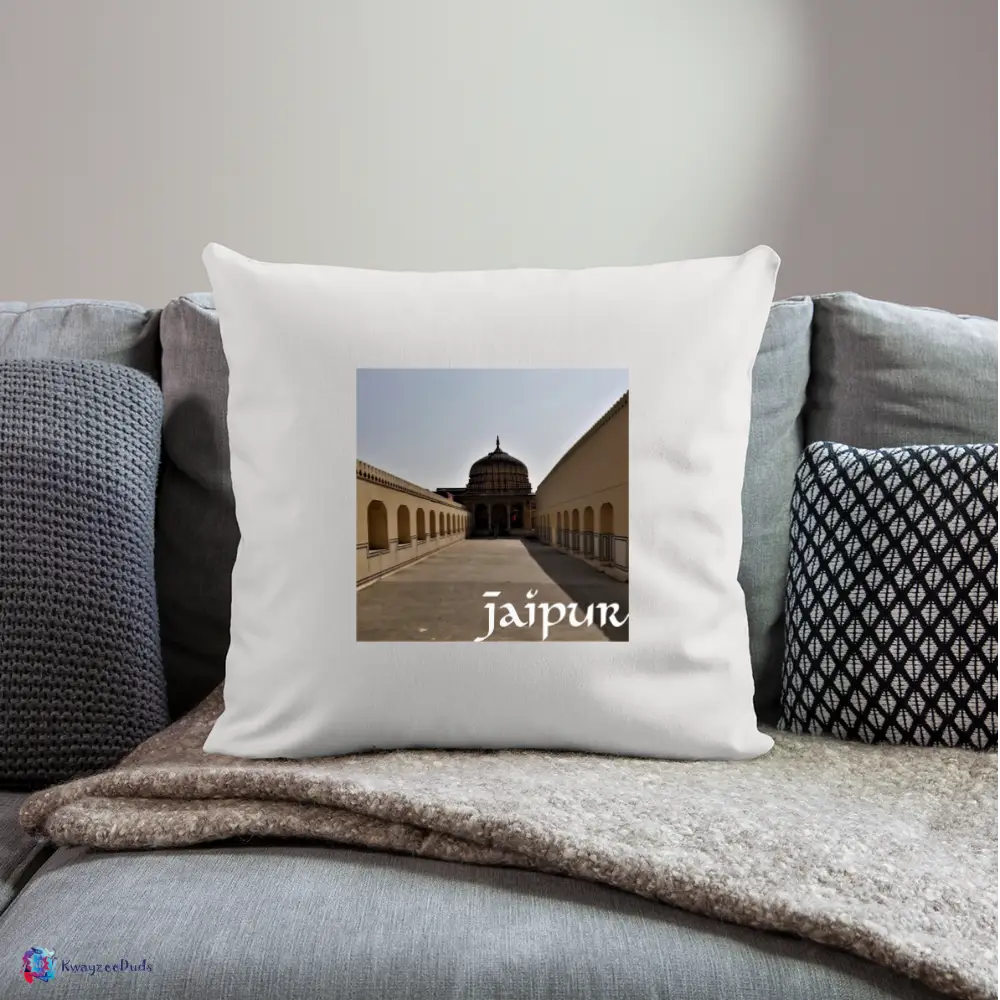 Jaipur Throw Pillow Cover 18” x 18” - natural white