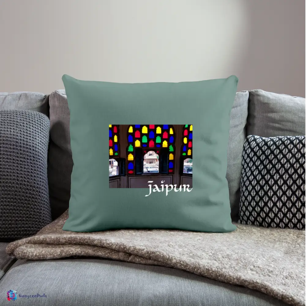 Jaipur Throw Pillow Cover 18” x 18” - cypress green