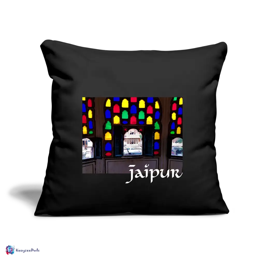 Jaipur Throw Pillow Cover 18” x 18” - black